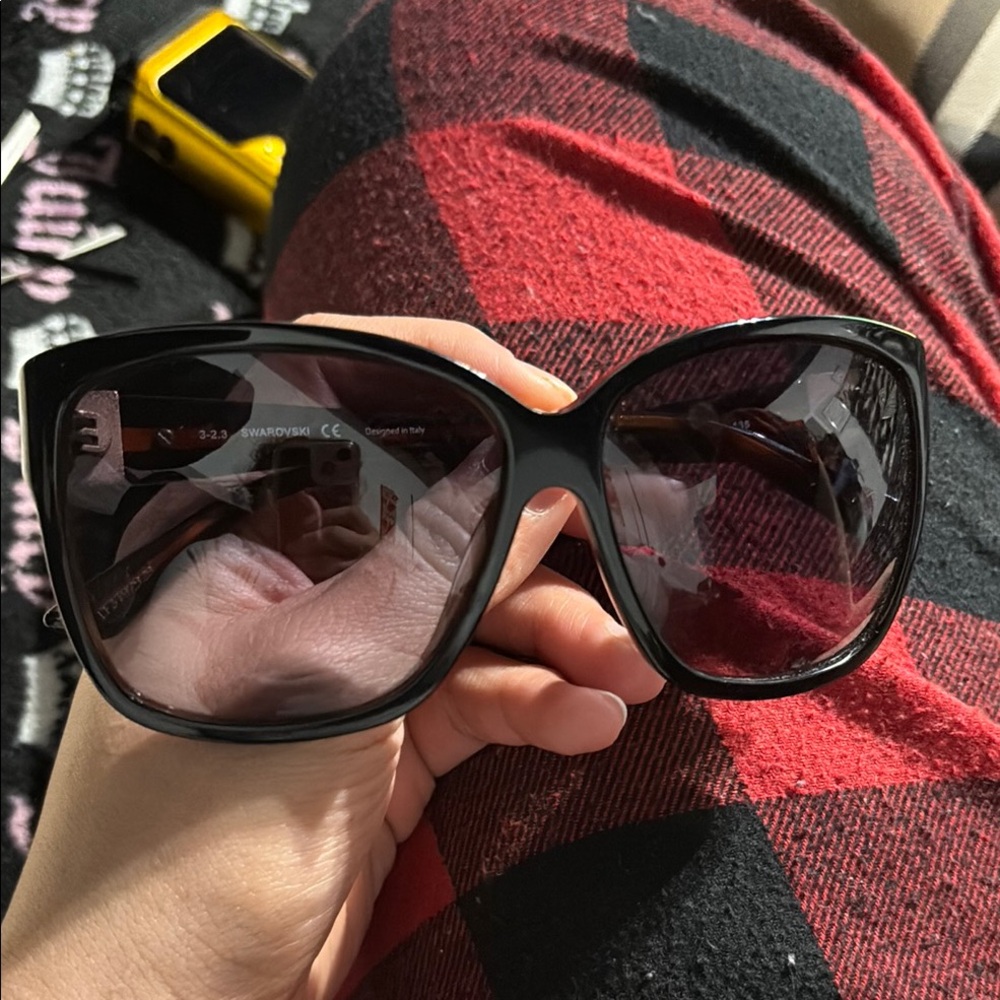 Swarovski Black Rectangular Sunglasses Sleek Desi… - image 2